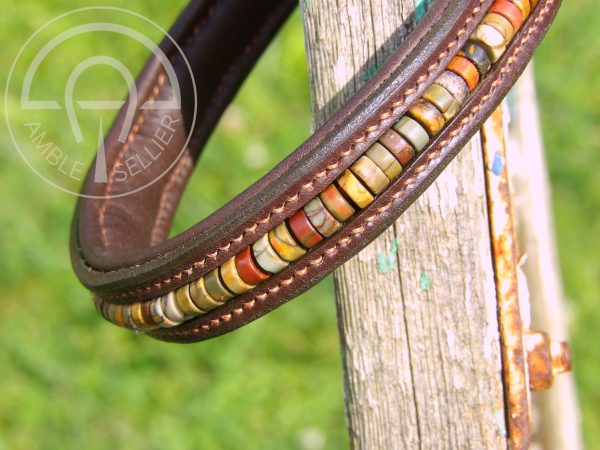 Frontal en Jaspe Rouge et cuir marron - AMBLE Sellier