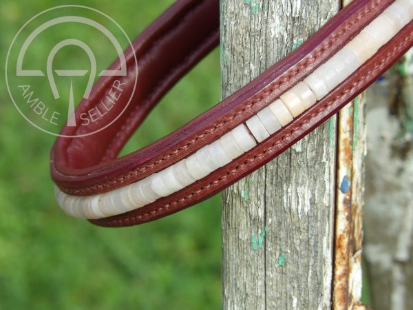 Frontal en Aventurine Rose et cuir oak bark - AMBLE Sellier